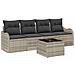 Set Divano da Giardino  5 pezzi con cuscini grigio chiaro in polyrattan, Divano da Giardino 2 posti  con spazio stoccaggio e cuscini grigio chiaro in polyrattan - Foto miniatura 1