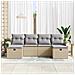 Set Divano da Giardino 6 Pezzi con Cuscini Beige Rattan Sintetico - Foto miniatura 3
