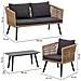 Set Tavolo, Divano E 2 Poltrone Marrone 90x50x42,65x70x69,136x70x68 - Foto miniatura 4