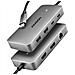 HUB USB HMC-CUB83X2, USB 10Gbps hub, 2x USB-A, USB-C, HDMI & DP 4k / 144Hz, RJ-45 GLAN, PD 100W, kabel USB-C 15cm Cablato USB 3.2 Gen 2 (3.1 Gen 2) Type-C Grigio - Foto miniatura 1