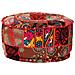 Pouf Patchwork Rotondo Fatto A Mano In Cotone 40x20 Cm Rosso - Foto miniatura 2