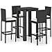 Set Bar Da Giardino 5 Pz Con Cuscini Polyrattan Nero - Foto miniatura 1
