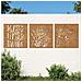 Decorazioni Muro Giardino 3 Pz 55x55 Cm Erba In Acciaio Corten - Foto miniatura 1