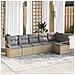 Set di Sofà da Giardino  a 6 Pezzi con Cuscini Beige in Polyrattan, Sofà da Giardino  a 2 Posti con Cuscini Beige in Polyrattan - Foto miniatura 2