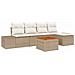 Set Divano da Giardino 6 Pezzi con Cuscini Beige Rattan Sintetico Acacia - Foto miniatura 1