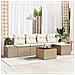 Set Divano da Giardino 6 Pezzi con Cuscini Beige Rattan Sintetico Acacia - Foto miniatura 2