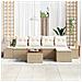 Set Divano da Giardino 6 Pezzi con Cuscini Beige Rattan Sintetico Acacia - Foto miniatura 3