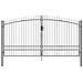 porta da giardino con punta a lancia a doppio swing grigio 200x400 cm in acciaio - Foto miniatura 1