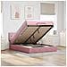 Struttura Letto Pouf con Materasso Rosa 140x200 cm in Velluto - Foto miniatura 2