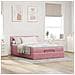Struttura Letto Pouf con Materasso Rosa 140x200 cm in Velluto - Foto miniatura 4