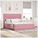 Letto con luci a strisce a LED Rosa 180 x 200 cm Velluto - Foto miniatura 2