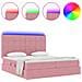Letto con luci a strisce a LED Rosa 180 x 200 cm Velluto - Foto miniatura 4