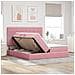 Letto con luci a strisce a LED Rosa 180 x 200 cm Velluto - Foto miniatura 5