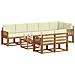 Set di divani da esterno con cuscino 9 pcs Naturale e Crema - Foto miniatura 3