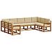 Set di divani da esterno con cuscino 9 pcs Naturale e Beige - Foto miniatura 1