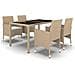 Set Da Pranzo Giardino 5 Pz Polyrattan E Vetro Temperato Beige - Foto miniatura 2