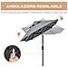 Ombrellone Doppio Con Base A Crocee Luci Solari, 295x150x219cm, Grigio - Foto miniatura 4