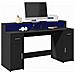 Scrivania con Luci LED Nera 160x55x91 cm in Legno Multistrato - Foto miniatura 2