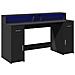 Scrivania con Luci LED Nera 160x55x91 cm in Legno Multistrato - Foto miniatura 3