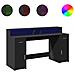 Scrivania con Luci LED Nera 160x55x91 cm in Legno Multistrato - Foto miniatura 1