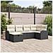 Set di divani da giardino  6 pezzi con cuscini Rattan nero, Divano da giardino  2 posti con cuscini Rattan nero - Foto miniatura 2