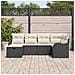 Set di divani da giardino  6 pezzi con cuscini Rattan nero, Divano da giardino  2 posti con cuscini Rattan nero - Foto miniatura 3