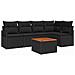 Set di Sofà da Giardino  a 6 Pezzi con Cuscini Nero Polyrattan Acacia, Sofà da Giardino a 2 Posti  con Cuscini Nero Polyrattan - Foto miniatura 1