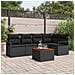 Set di Sofà da Giardino  a 6 Pezzi con Cuscini Nero Polyrattan Acacia, Sofà da Giardino a 2 Posti  con Cuscini Nero Polyrattan - Foto miniatura 2