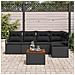Set di Sofà da Giardino  a 6 Pezzi con Cuscini Nero Polyrattan Acacia, Sofà da Giardino a 2 Posti  con Cuscini Nero Polyrattan - Foto miniatura 3
