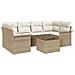 Set divano da giardino in 7 pezzi con cuscini beige polyrattan - Foto miniatura 1