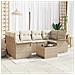 Set divano da giardino in 7 pezzi con cuscini beige polyrattan - Foto miniatura 2