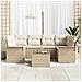 Set divano da giardino in 7 pezzi con cuscini beige polyrattan - Foto miniatura 3