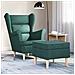 Poltrona con Poggiapiedi Verde Scuro in Tessuto - Foto miniatura 2