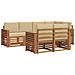 Set divani 7 pcs Naturale e Beige Legno di Acacia Massello - Foto miniatura 1