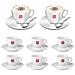 6 Tazzine Caffe' In Porcellana E 2 Tazze Cappuccino Con Piattino - Foto miniatura 1
