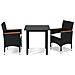Set Da Pranzo Per Giardino 3 Pz Con Cuscini Polyrattan Nero - Foto miniatura 2