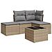Set Divano Da Giardino 5 Pz Con Cuscini Beige In Polyrattan - Foto miniatura 1