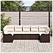 Set da Giardino con 7 Pezzi e Cuscini Marrone Polyrattan, Divano da Giardino a 2 Posti con Cuscini Marrone Polyrattan - Foto miniatura 3