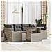 Set di Sofà da Giardino  a 7 Pezzi con Cuscini Grigio Chiaro Rattan Poliestere, Sofà da Giardino a 2 Posti  con Cuscini Grigio Chiaro Rattan Poliestere - Foto miniatura 2