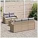 Set Divano da Giardino 6 Pezzi con Cuscini Beige Rattan Sintetico, Divano da Giardino 2 Posti con Ripostiglio e Cuscini Beige in Rattan Sintetico - Foto miniatura 3