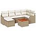 Set Divano da Giardino in 7 Pezzi con Cuscini Beige Polyrattan Acacia, Divano da Giardino 2 Posti con Cuscini Beige Polyrattan - Foto miniatura 1