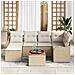 Set Divano da Giardino in 7 Pezzi con Cuscini Beige Polyrattan Acacia, Divano da Giardino 2 Posti con Cuscini Beige Polyrattan - Foto miniatura 3