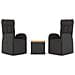 Set Mobili Giardino 3pz Nero Polyrattan e Legno Massello Acacia - Foto miniatura 1