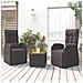 Set Mobili Giardino 3pz Nero Polyrattan e Legno Massello Acacia - Foto miniatura 2