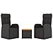 Set Mobili Giardino 3pz Nero Polyrattan e Legno Massello Acacia - Foto miniatura 3