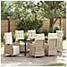 Set da Pranzo per Giardino 7 pcs Beige Poly Rattan - Foto miniatura 2
