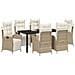 Set da Pranzo per Giardino 7 pcs Beige Poly Rattan - Foto miniatura 3