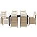 Set da Pranzo per Giardino 7 pcs Beige Poly Rattan - Foto miniatura 7