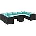 Set Salotto da Giardino 10pz con Cuscini in Polyrattan Nero - Foto miniatura 1
