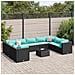 Set Salotto da Giardino 10pz con Cuscini in Polyrattan Nero - Foto miniatura 2